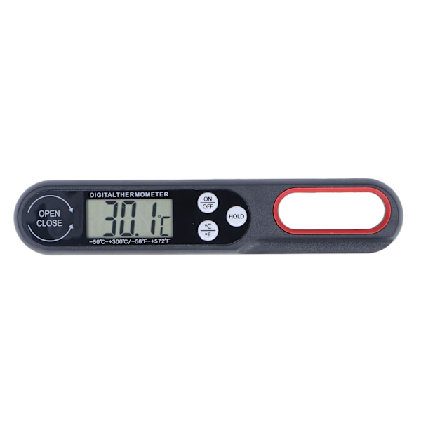 Digital Mattermometer Direktavläsning Noggrann Vikbar Mat BBQ Grill Matlagningstemperaturmätare med Batteri Svart
