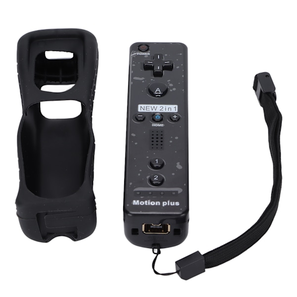 Fjärrkontroll Vibrationsljudfunktion Spelhandtag Spelkonsoltillbehör med Motion Plus för Wii U Svart