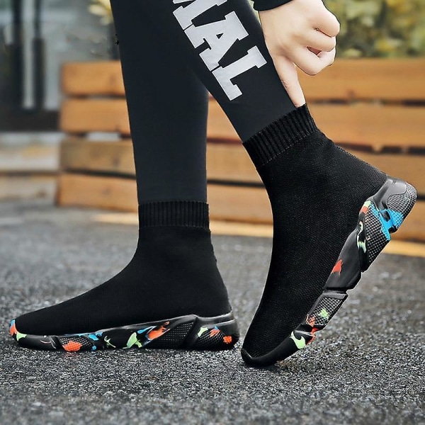 High Top Herr Vulcanize Andas Slip-on Sock Sneaker 7008black and white 9.5