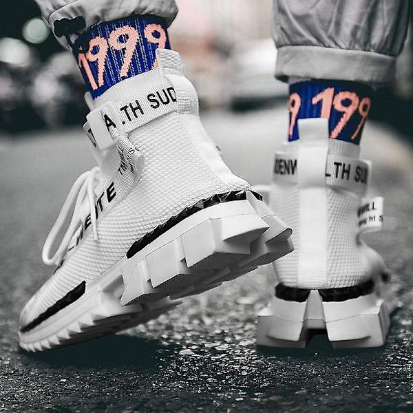 Mode High Top Sock Sneakers White 10