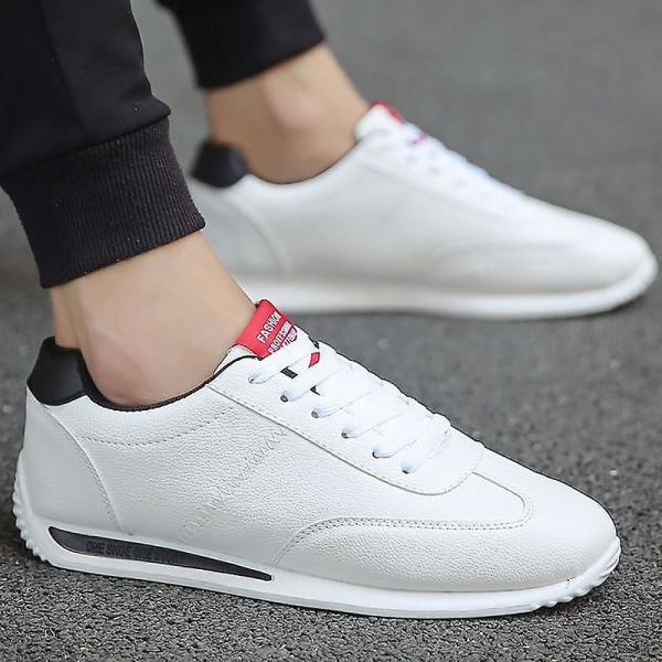 Läder Sneakers för män, Vulkaniserade sportskor White 38(Insole 24 cm