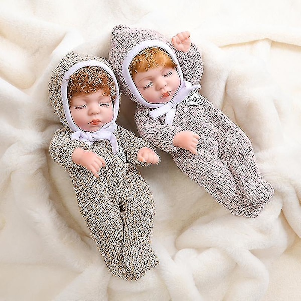 Reborn Baby Dolls Girls Silikon Helkroppsliknande Reborn Doll Sova Anatomiskt Korrekt Tvättbar leksaksdocka Reborn Babies 30cm,pojkbrun A_a
