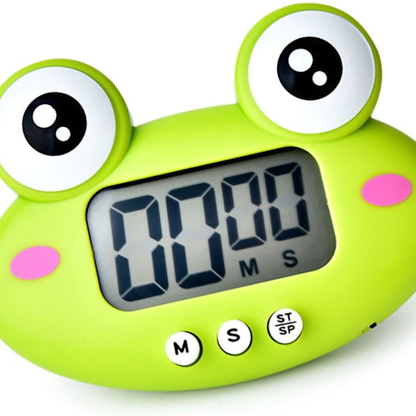 Animal Timer Student Magnetisk Digital Digital 100 Minuters Nedräkningstimer Med Batteri för Kök Skogsgrön Groda