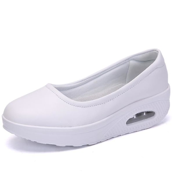 Flats Loafers- Grunda träningsskor, Slip-on Plattform, Balett Sneakers white-A 7