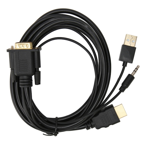 VGA till HD Multimedia Interface Adapter 1080P Videokonverteringskabel med Ljud och Strömförsörjning för Laptop PC Monitor 1,8m