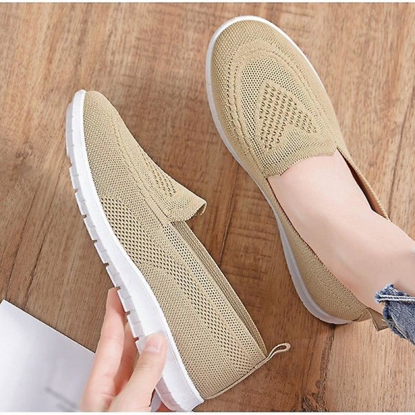 Stickade Sneakers för kvinnor, Slip-on-skor som andas i mesh black1 5