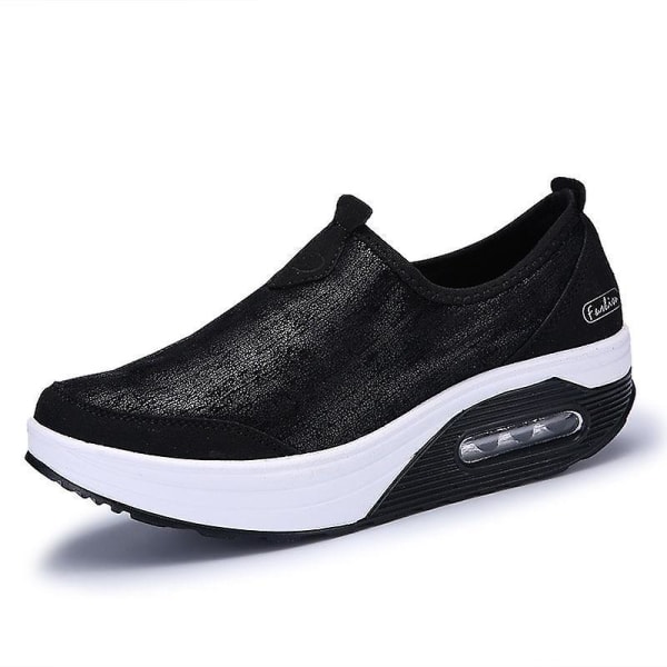 Flats Loafers- Grunda träningsskor, Slip-on Plattform, Balett Sneakers black-A 8.5