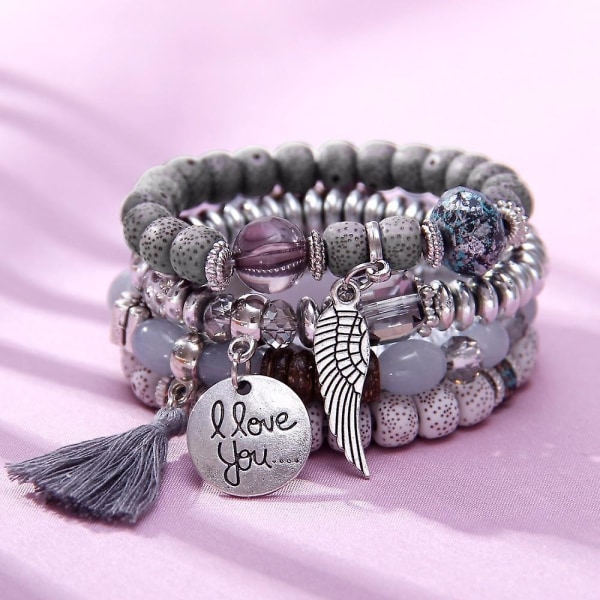 Hjärta legeringshänge pärlor bohemiska armband Y