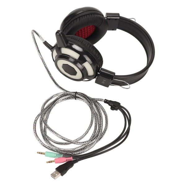 Spelheadset med dubbla 3,5 mm och USB-gränssnitt, justerbar volym, stereohörlurar för PC-spel för PS4 PC Laptop
