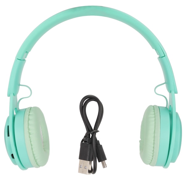 Y08 Barnhörlurar Macaron Snygg Stereo Ljud Vikbara Plug-in Kort Bluetooth Öronhörlurar Grön