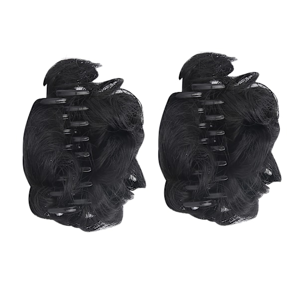 Svart Falsk Hårknut Högtemperaturfiber Syntetisk Chignon Lockig Förlängningsperuk