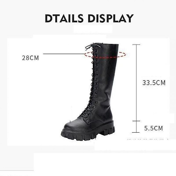 Mode kvinnor Cross Strap Pu Läder Knähöga stövlar White 43