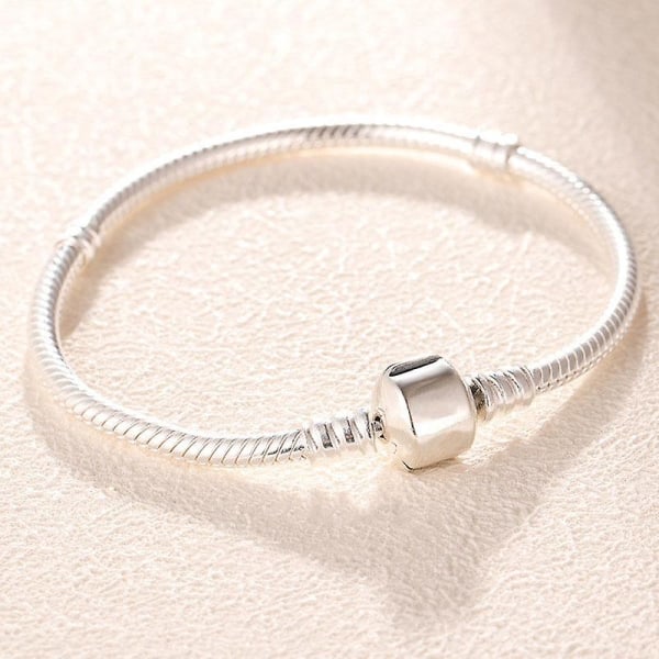 925 Sterling Silver Heart Snake Chain Armband 18cm / bracelet