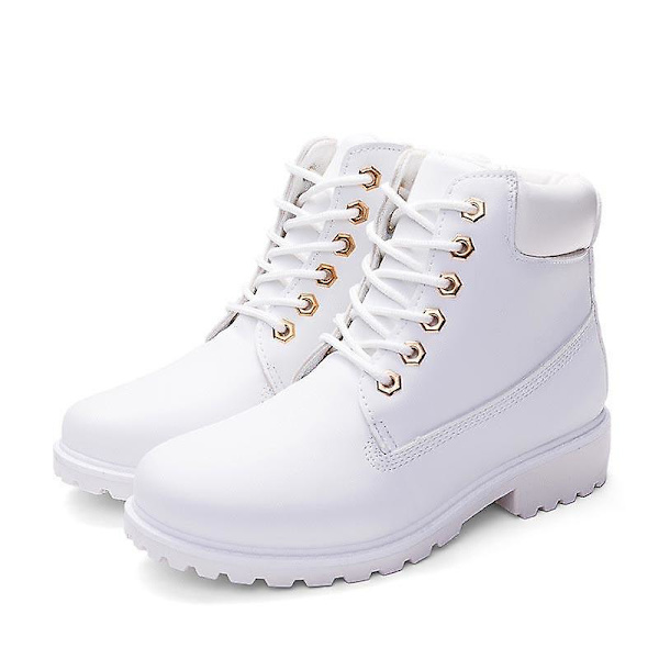 Varma plysch kvinnor Fyrkantiga klackar Vinter Vit No Fur Snow Boots 5 / White no fur