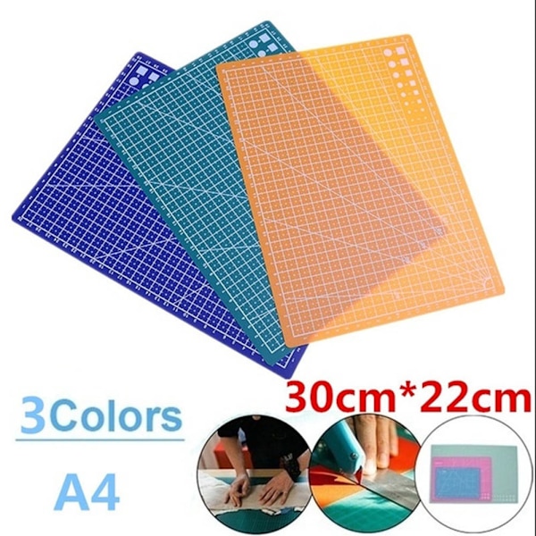 A4 PVC Skärmatta med Rutnät Självläkande Professionell Skärmatta Multifunktionell för Quilting Sömnad Scrapbooking DIY Hantverk Blå