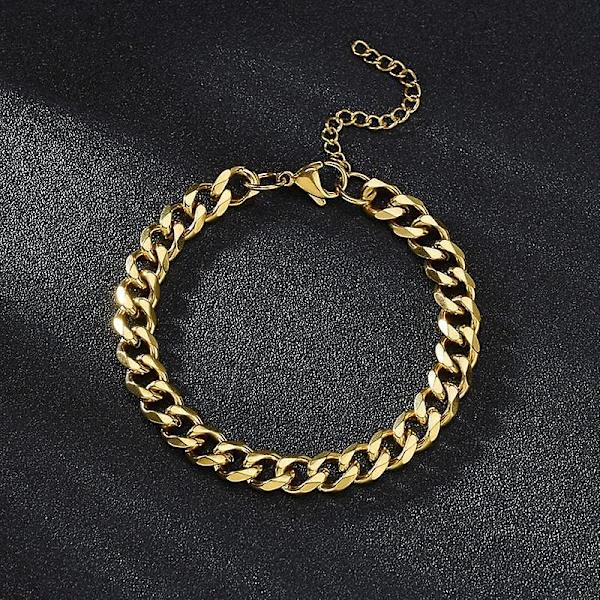 Rostfritt stål Curb Cuban Link Chain Armband 22cm Width 5mm