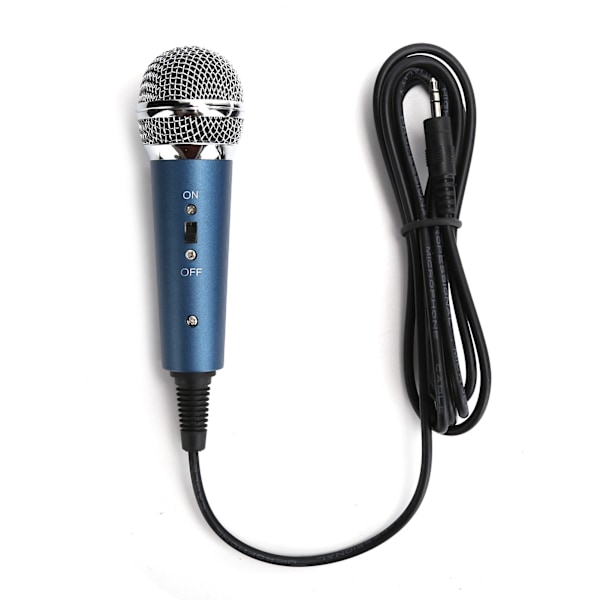 Trådbunden kondensatormikrofon 3,5 mm med U-formad 3,5 mm ljudadapter för dator Karaoke (Blå)