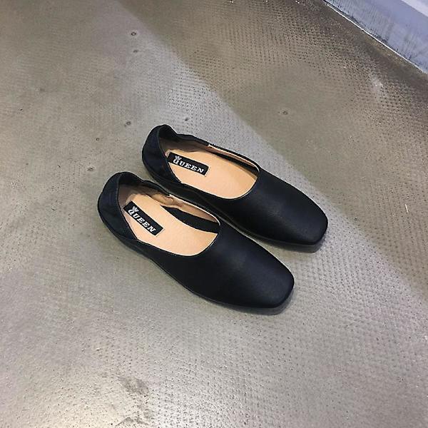 Mjuka ballerinaskor i läder för dam Black 7.5