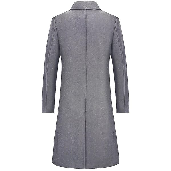Lång trenchcoat för män Notch Lapel Enkelknäppt överrock grå L