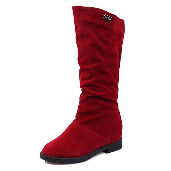 Höst Vår Kvinnor Matt Flock Boots Red 4