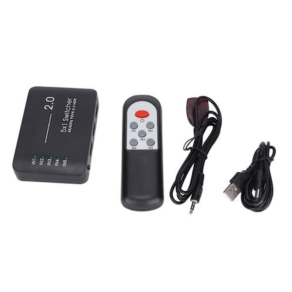 HD Multimedia Interface Switch 5 Port 4K vid 60Hz YUV 4:4:4 och HDR Hub 2.0 Switch med IR-fjärrkontroll för One X PS4 Pro