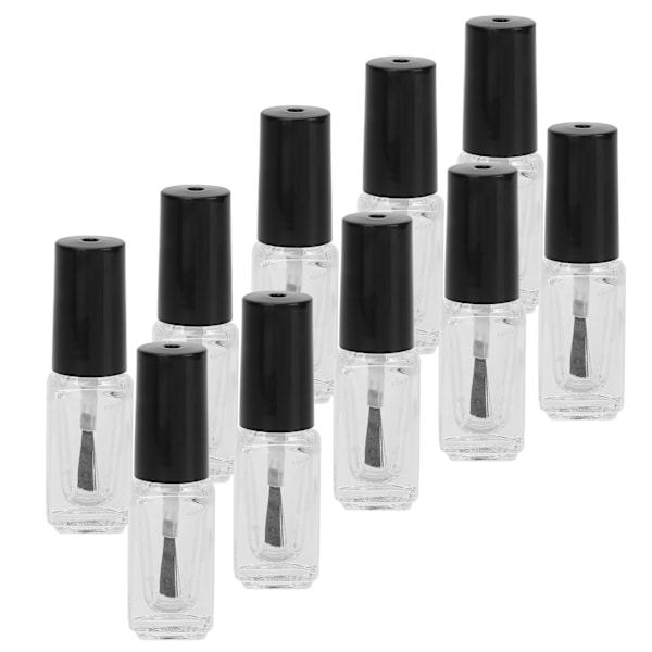 10 st 5 ml Tomma Nagellacksflaskor i Glas Tillbehör med Borstlock Tratt Blandningskulor