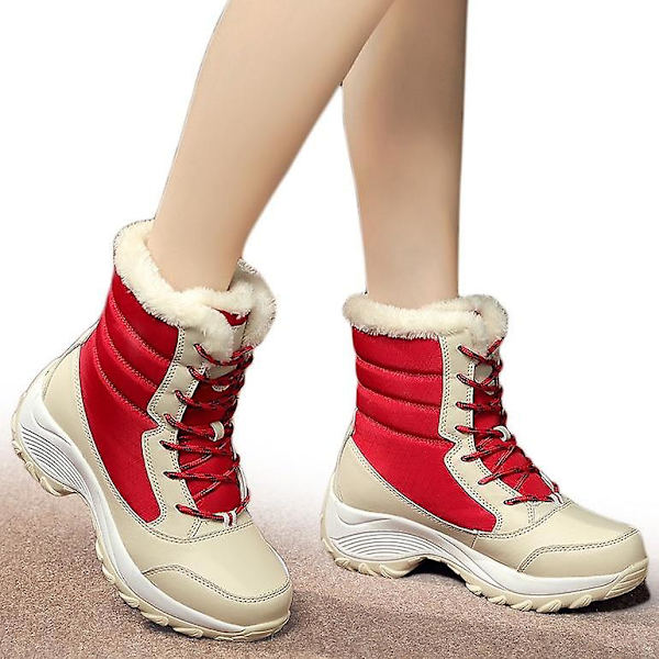 Snow Ankel Boots, Vinter Vattentät Boots Red 40