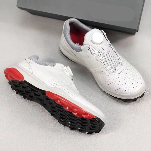 Golfskor i äkta läder för män, sportskor för utomhusbruk Black 9.5