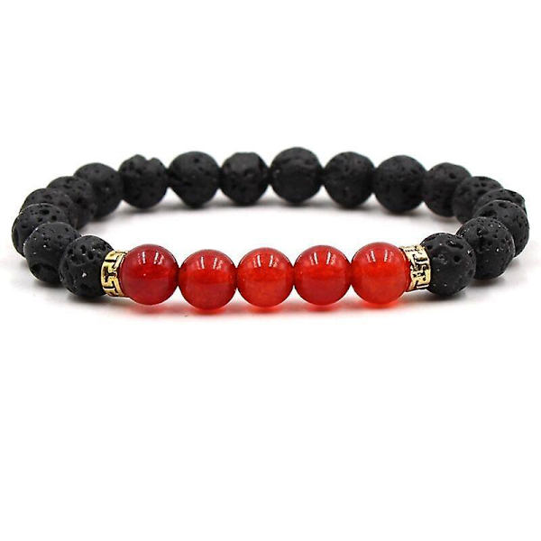 Chakra Armband Herr Svart Lava Healing Balance Beads Naturstensarmband Job career