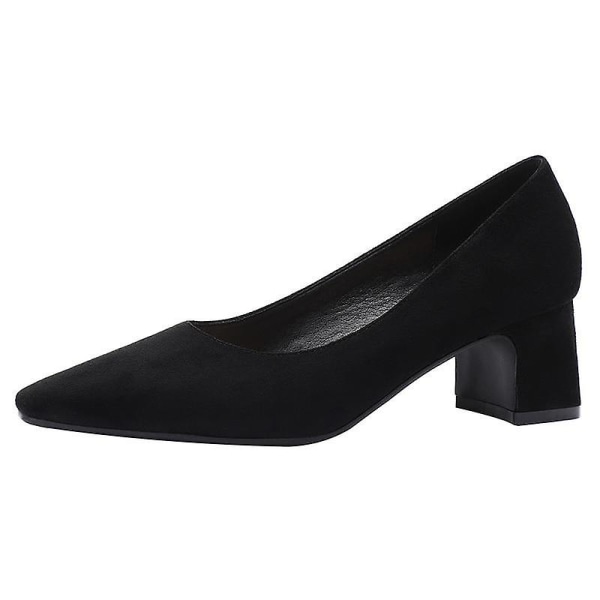 Höga klackar Slip-on faux skor för kvinna 152-1-black 7