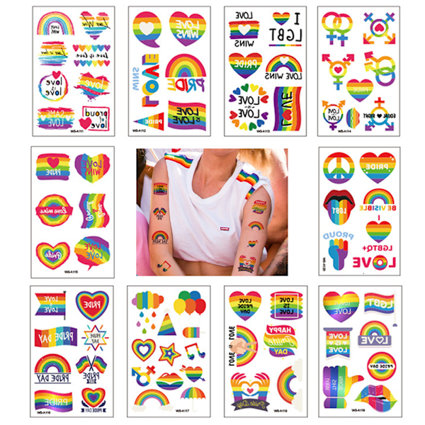Pride Regnbåge Tatueringar Klistermärken Temporära Kropp för Parader och Firanden