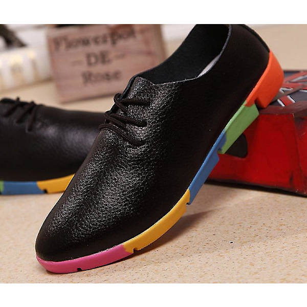 Nya Sneakers i äkta läder som andas för kvinnor 912 Black 9.5
