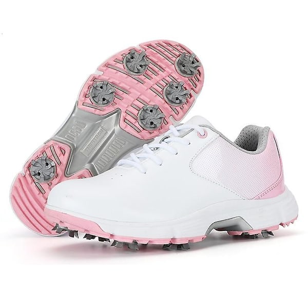 Vattentäta - Utomhus Spikes, Golfskor Sneakers WhitePink 9.5