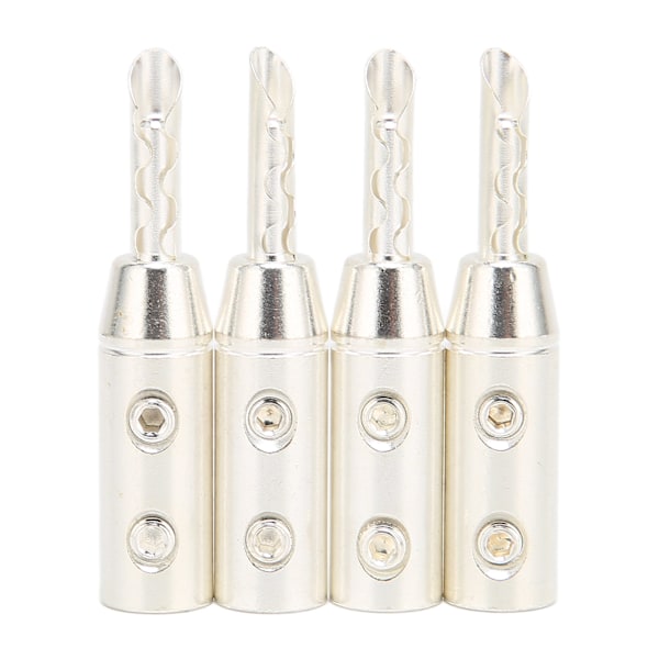 4st BA1417 BFA Banankontakt Silverpläterad Banankontakt för Diameter 7mm/0.3in Högtalarkabel