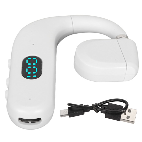 Bluetooth-headset BT 5.3 med brusreducering, HD-samtal, lång batteritid, enkelsidig öronpropp för företag, sport, spel, vit