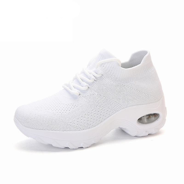 Casual- Chunky Stickad Plattform, Walking Sneakers Set-a White 41
