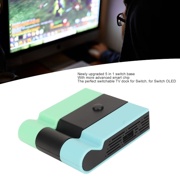 TV-dockningsstation 5 i 1 2USB 45W USB C RJ45 HD Multimedia Interface Gigabit Ethernet Bärbar TV-dockningsstation för Switch Blå Grön