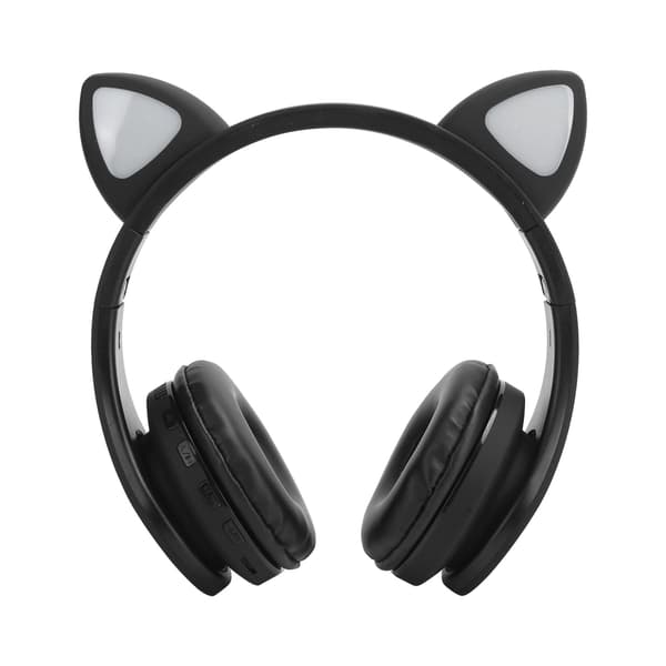 LED Brusreducerande Headset Kattöron Bluetooth 5.0 Headset med Mikrofon för Unga Människor Svart