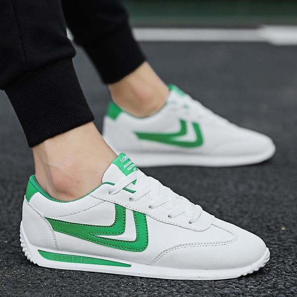 Män Casual Höst Mode Läder Sneakers Green B 7