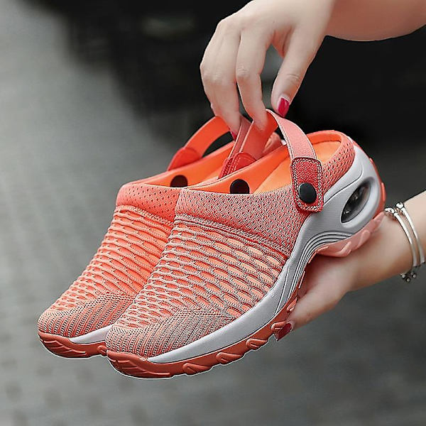 Damer Casual Öka kudde sandaler, andas Mesh Walking Tofflor orange 5