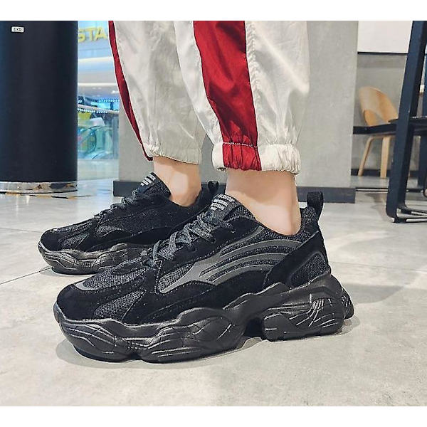 Herr Hög Mode Vulkaniserade Chunky Sneakers Skor BLACK 8