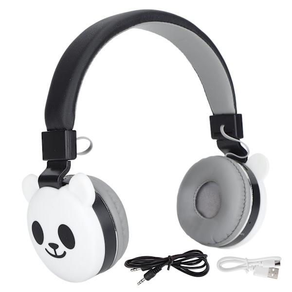 Barnheadset Söta Djur Bluetooth 5.0 Barnhörlurar med Mikrofon för Barn Liten Panda