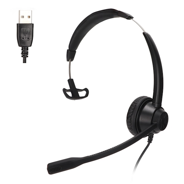 Enkelsidig Örontelefonheadset USB Business Headset med Brusreducerande Mikrofon för Call Center
