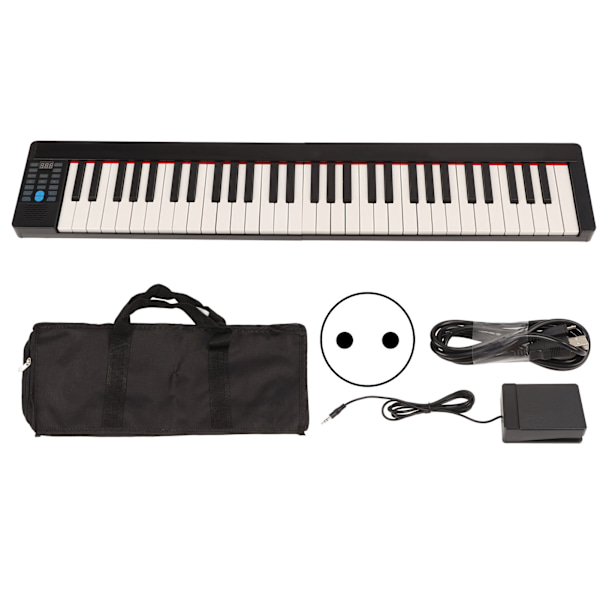 Vikbar Digitalpiano 61 Tangenter Full Storlek Smart Bluetooth MIDI Portabelt Elektriskt Piano för Nybörjare 100?240V EU-kontakt