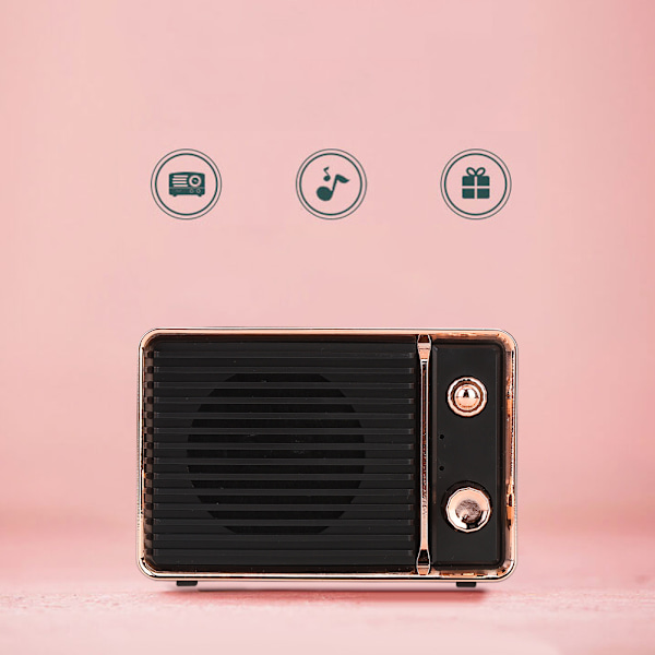 DW01 Mini Bärbar Vintage Bluetooth Micro USB Högtalare Inbyggt 900mAh Batteri Svart