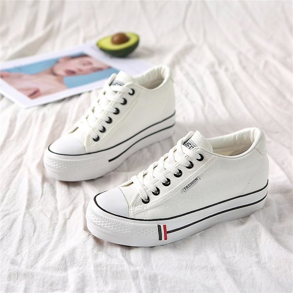 Kvinnor dolda häl plattform kil andas sneakers Black 39