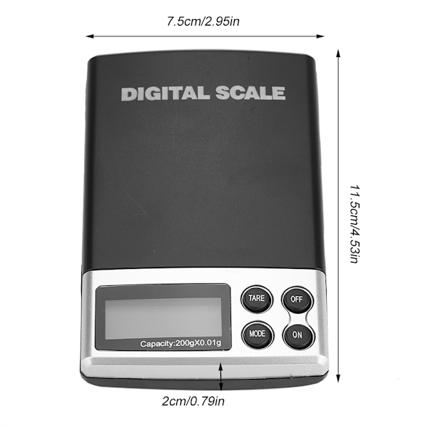 Bärbar Mini LCD Digital Elektronisk Fickvåg Smycken Guld Vikt Balans Verktyg (200g/0.01g)