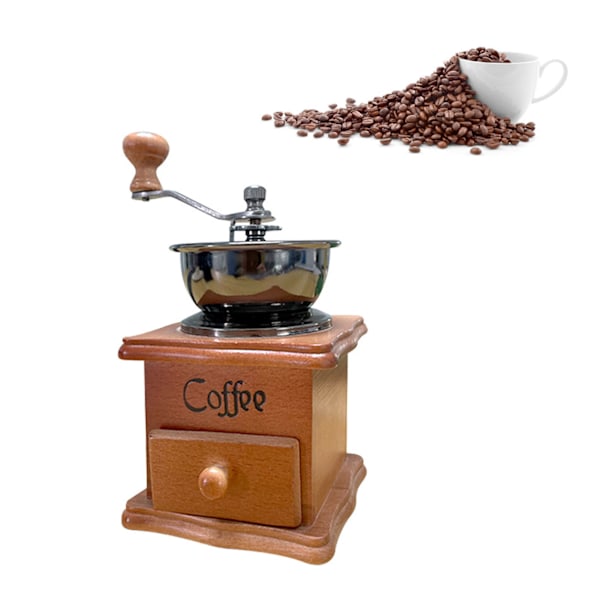 Manuell Kaffekvarn Italiensk Retro Portabel Rostfritt Stål Brun Handvev Kaffekvarn för Hemmet