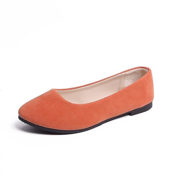 Platta skor för kvinnor, Faux Balett Flats Orange 12