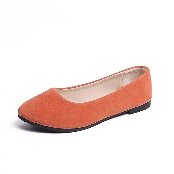 Platta skor för kvinnor, Faux Balett Flats Orange 7.5